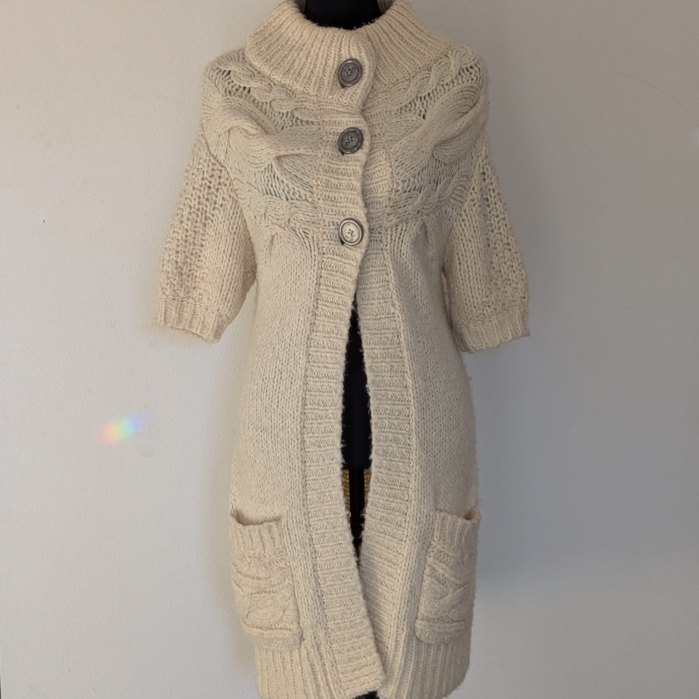 Free People Cream Button-Up Cardigan